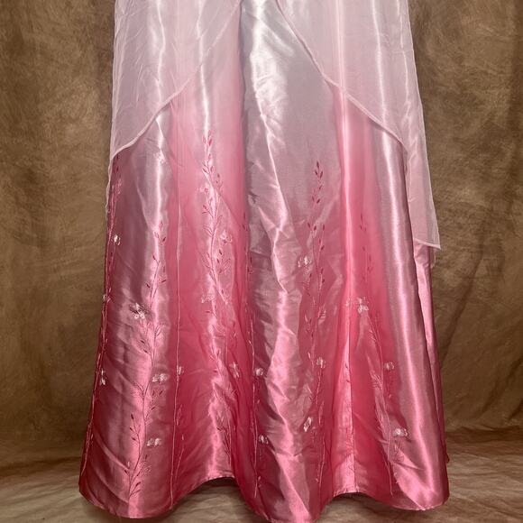 Morgan and Co. Vintage Y2K Strapless Ombre Maxi Dress Floral Embroidered Pink - Picture 4 of 12